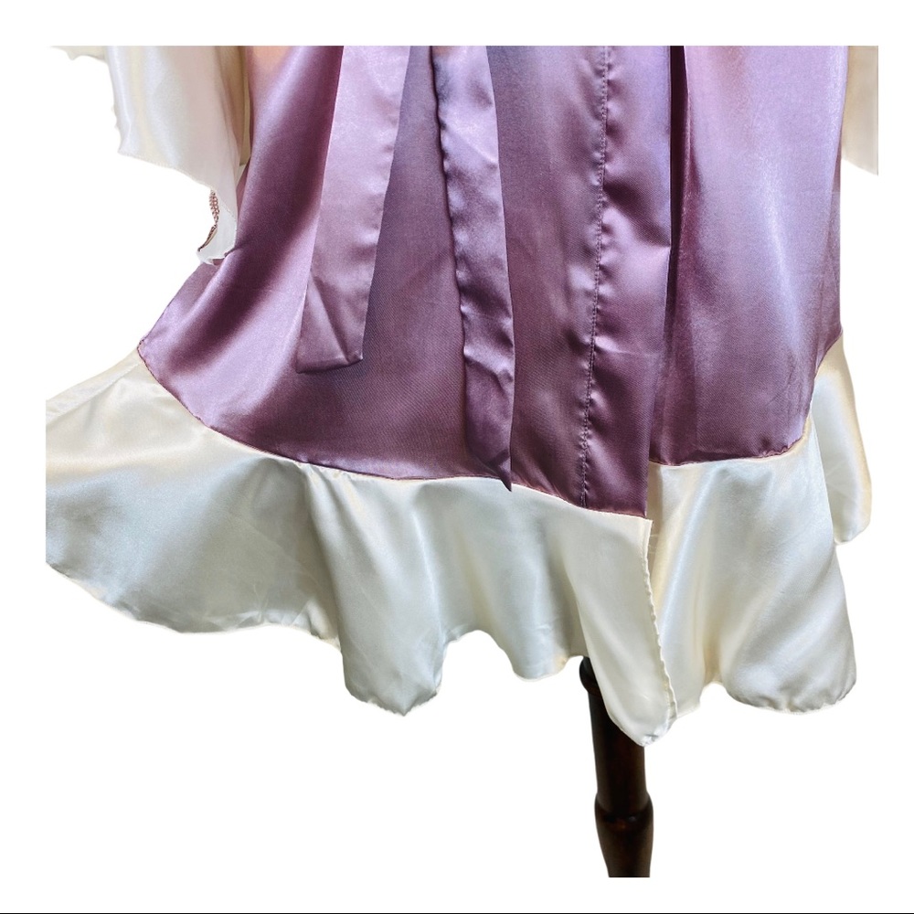 NWT Viola Vann Lilac/Cream Ruffled Short Robe - Picture 4 of 5